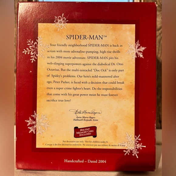 Marvel Spider-Man Hallmark Keepsake Ornament, 2004 Open Box - Picture 3 of 7